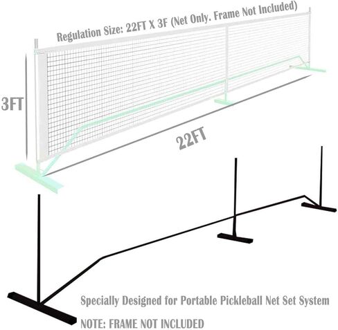 Pickleball Replacement Net 22 ft x 3 ft (NET ONLY) Indoor Outdoor Pickleball Net Replacement for Portable Pickleball Net System with 6 Pickle Balls and Drawstring Mesh Bag in Kuwait
