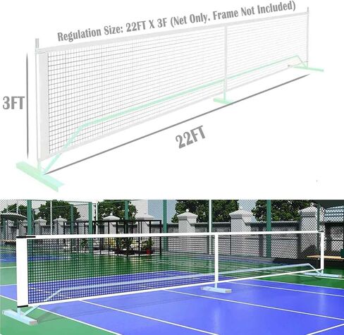Pickleball Replacement Net 22 ft x 3 ft (NET ONLY) Indoor Outdoor Pickleball Net Replacement for Portable Pickleball Net System with 6 Pickle Balls and Drawstring Mesh Bag in Kuwait