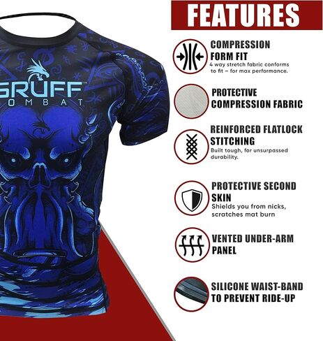 قميص BJJ Rash Guards Grappling MMA Jiu Jitsu No Gi UFC، ملابس قتالية، بأكمام قصيرة in Kuwait