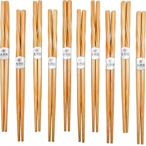 10 Pairs Reusable Bamboo Chopsticks, Twisted chopsticks Natural Bamboo Wood Chopsticks, 9.06 Inch/23cm Polybag packing by LANHUTHS in Saudi Arabia