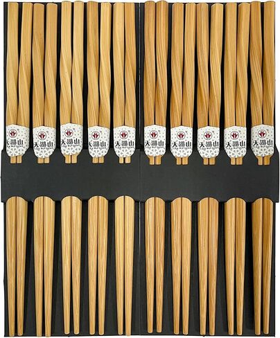 10 Pairs Reusable Bamboo Chopsticks, Twisted chopsticks Natural Bamboo Wood Chopsticks, 9.06 Inch/23cm Polybag packing by LANHUTHS in Saudi Arabia