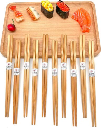 10 Pairs Reusable Bamboo Chopsticks, Twisted chopsticks Natural Bamboo Wood Chopsticks, 9.06 Inch/23cm Polybag packing by LANHUTHS in Saudi Arabia