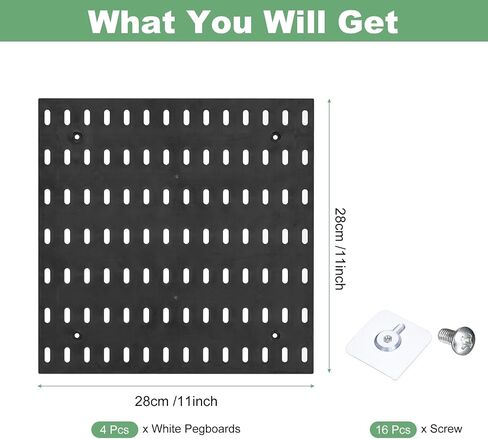 uxcell 4Pcs Plastic Pegboards Wall Panels, Peg Boards Wall Organizer for Workbench, White Pegboard for Garage Kitchen Living Room Bathroom Office, White in Kuwait