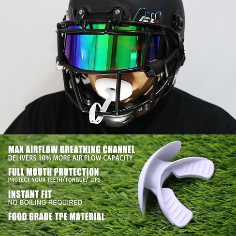 Gy Football Mouth Guard Football Mouthpiece, Mouthguard with Strap for Hockey/Lacrosse/Wrestling/Boxing/Basketball, Fits Adults/Youth/Kids 11+ (Black) in Kuwait