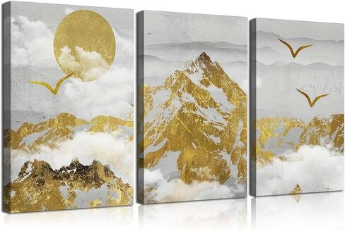 Framed 3Pcs Nature Landscape Wall Art Misty Forest Prints Mountain Pictures Dark Green Plant Posters Botanical River Canvas Painting Home Wall Decor for Living Room Bedroom Bathroom 16x24in in Saudi Arabia