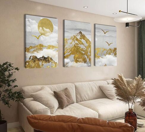 Framed 3Pcs Nature Landscape Wall Art Misty Forest Prints Mountain Pictures Dark Green Plant Posters Botanical River Canvas Painting Home Wall Decor for Living Room Bedroom Bathroom 16x24in in Saudi Arabia