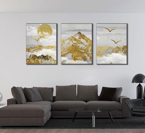 Framed 3Pcs Nature Landscape Wall Art Misty Forest Prints Mountain Pictures Dark Green Plant Posters Botanical River Canvas Painting Home Wall Decor for Living Room Bedroom Bathroom 16x24in in Saudi Arabia