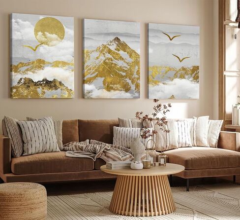 Framed 3Pcs Nature Landscape Wall Art Misty Forest Prints Mountain Pictures Dark Green Plant Posters Botanical River Canvas Painting Home Wall Decor for Living Room Bedroom Bathroom 16x24in in Saudi Arabia