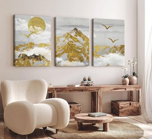 Framed 3Pcs Nature Landscape Wall Art Misty Forest Prints Mountain Pictures Dark Green Plant Posters Botanical River Canvas Painting Home Wall Decor for Living Room Bedroom Bathroom 16x24in in Saudi Arabia