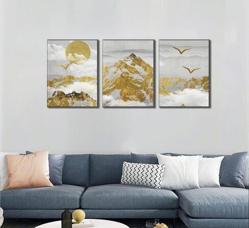 Framed 3Pcs Nature Landscape Wall Art Misty Forest Prints Mountain Pictures Dark Green Plant Posters Botanical River Canvas Painting Home Wall Decor for Living Room Bedroom Bathroom 16x24in in Saudi Arabia