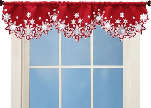 Simhomsen Embroidered Reindeer Kitchen Window Curtain Valance W 57 × L 14 Inches, Christmas Holidays Decorations (Reindeer Navy Blue) in Kuwait
