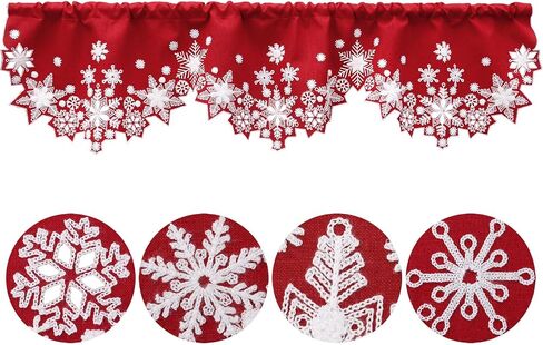 Simhomsen Embroidered Reindeer Kitchen Window Curtain Valance W 57 × L 14 Inches, Christmas Holidays Decorations (Reindeer Navy Blue) in Kuwait