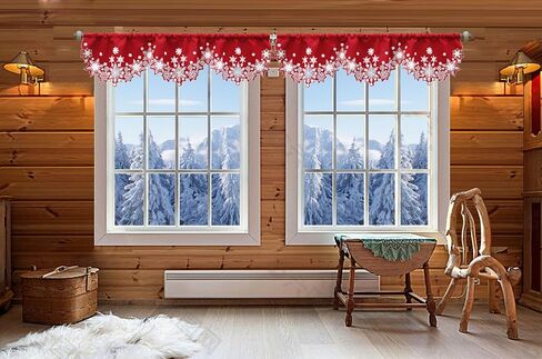 Simhomsen Embroidered Reindeer Kitchen Window Curtain Valance W 57 × L 14 Inches, Christmas Holidays Decorations (Reindeer Navy Blue) in Kuwait