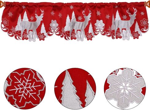 Simhomsen Embroidered Reindeer Kitchen Window Curtain Valance W 57 × L 14 Inches, Christmas Holidays Decorations (Reindeer Navy Blue) in Kuwait
