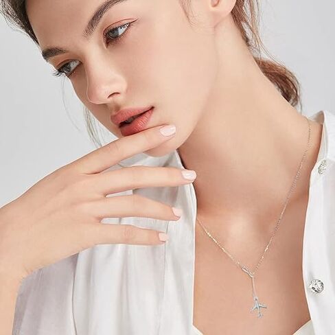 Modpide Hollow Love Heart and Airplane Lariat Y Necklace Jet Plane Jewelry for Stewardess Flight Attendant Traveler in Saudi Arabia