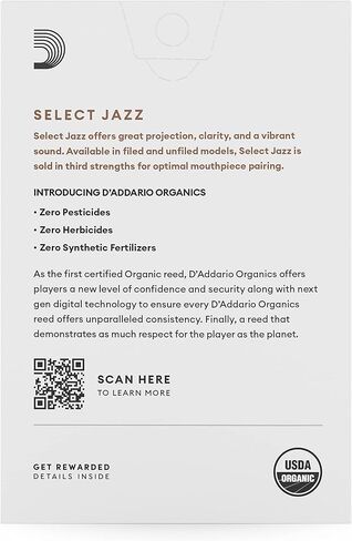 D’Addario Woodwinds - Organic Select Jazz Alto Saxophone Reeds - Alto Sax Reeds - Individually Sealed - Unfiled, Medium, Strength 2, 3-Pack in Saudi Arabia