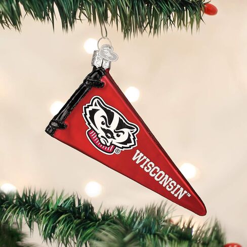 Old World Christmas University of Wisconsin Badgers Glass Blown Ornaments for Christmas Tree Beanie in Saudi Arabia