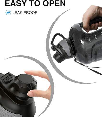 زجاجة مياه من جويامي، تريتان خالية من مادة BPA، إبريق ماء سعة 88 أونصة مع علامة زمنية، غطاء مغناطيسي، خالية من مادة BPA ومقاومة للتسرب، زجاجة مياه رياضية قابلة لإعادة الاستخدام للسفر في الهواء الطلق، والعمل، واللياقة البدنية، وصالة الألعاب الرياضية، 2.6 ل in Kuwait