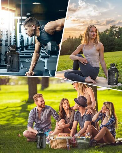 زجاجة مياه من جويامي، تريتان خالية من مادة BPA، إبريق ماء سعة 88 أونصة مع علامة زمنية، غطاء مغناطيسي، خالية من مادة BPA ومقاومة للتسرب، زجاجة مياه رياضية قابلة لإعادة الاستخدام للسفر في الهواء الطلق، والعمل، واللياقة البدنية، وصالة الألعاب الرياضية، 2.6 ل in Kuwait