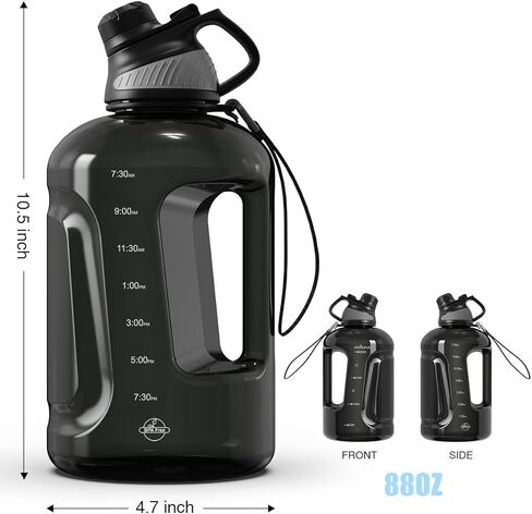 زجاجة مياه من جويامي، تريتان خالية من مادة BPA، إبريق ماء سعة 88 أونصة مع علامة زمنية، غطاء مغناطيسي، خالية من مادة BPA ومقاومة للتسرب، زجاجة مياه رياضية قابلة لإعادة الاستخدام للسفر في الهواء الطلق، والعمل، واللياقة البدنية، وصالة الألعاب الرياضية، 2.6 ل in Kuwait