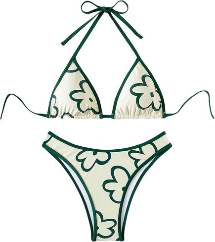 GORGLITTER Women's Floral Print Swimsuit High Cut Wasited Thong Triangle Bikini Set Bathing Suit in Saudi Arabia