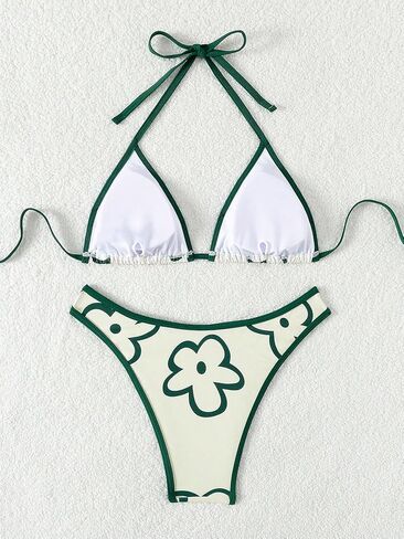 GORGLITTER Women's Floral Print Swimsuit High Cut Wasited Thong Triangle Bikini Set Bathing Suit in Saudi Arabia
