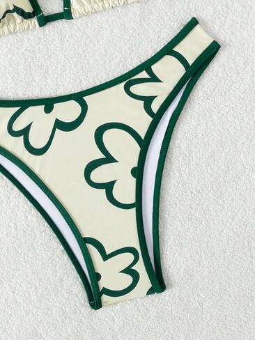 GORGLITTER Women's Floral Print Swimsuit High Cut Wasited Thong Triangle Bikini Set Bathing Suit in Saudi Arabia