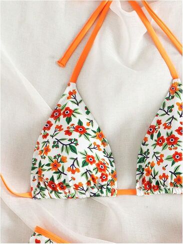 GORGLITTER Women's Floral Print Swimsuit High Cut Wasited Thong Triangle Bikini Set Bathing Suit in Saudi Arabia