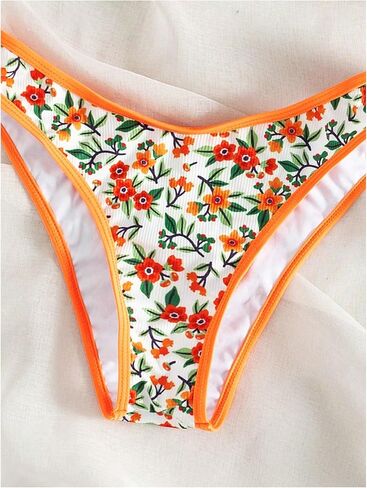 GORGLITTER Women's Floral Print Swimsuit High Cut Wasited Thong Triangle Bikini Set Bathing Suit in Saudi Arabia