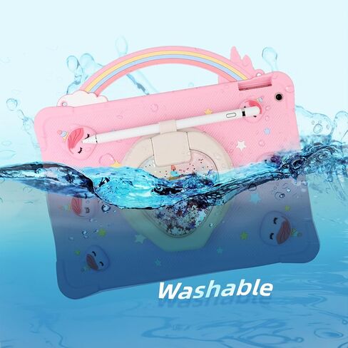 [Super Cute Rainbow Handle Unicorn Case] Kids 9.7 Inch iPad Air 1st Gen, 2018 iPad 6th Gen / 2017 iPad 5th Gen Pop it Case Cover for Kids Girls with Hand Strap and 360° Rotating Stand - Purple in Saudi Arabia