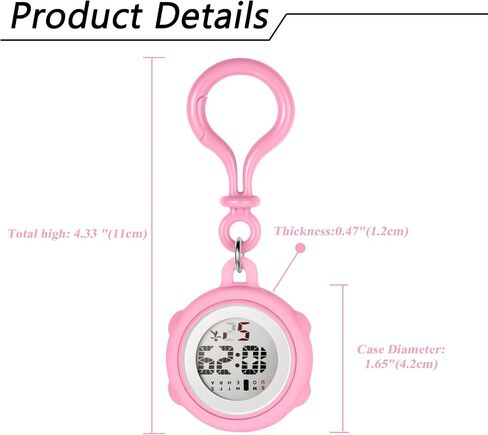 JewelryWe Digital Clip On Watch: Silicone Cover Carabiner Watches Backpack Buckle Belt Fob Watch for Rock Climbing Doctors Nurses Chefs Students in Kuwait