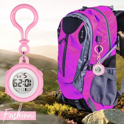 JewelryWe Digital Clip On Watch: Silicone Cover Carabiner Watches Backpack Buckle Belt Fob Watch for Rock Climbing Doctors Nurses Chefs Students in Kuwait