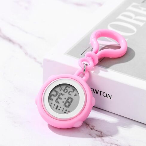 JewelryWe Digital Clip On Watch: Silicone Cover Carabiner Watches Backpack Buckle Belt Fob Watch for Rock Climbing Doctors Nurses Chefs Students in Kuwait