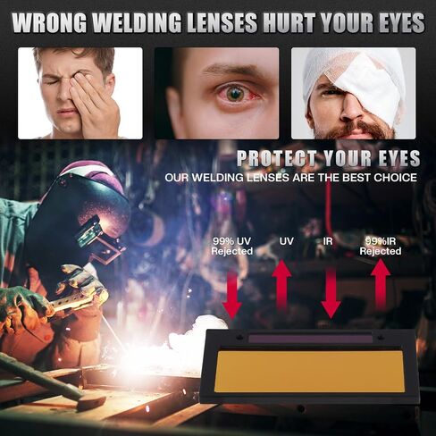 3 Set 2" x 4 1/4" Gold Welding Lens Gold Auto Darkening Welding Lens Shade 10 Welding Filter for Pancake Welding Helmet Pipeliner Automatic Welding Lens for Welding Pipeliner Hood Parts in Saudi Arabia