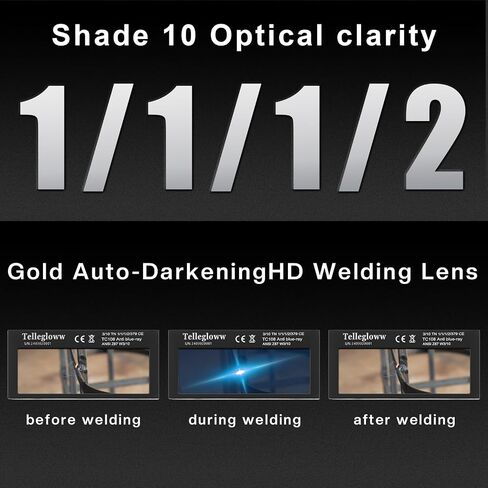 3 Set 2" x 4 1/4" Gold Welding Lens Gold Auto Darkening Welding Lens Shade 10 Welding Filter for Pancake Welding Helmet Pipeliner Automatic Welding Lens for Welding Pipeliner Hood Parts in Saudi Arabia
