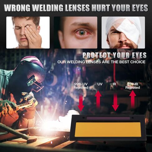 3 Set 2" x 4 1/4" Gold Welding Lens Gold Auto Darkening Welding Lens Shade 10 Welding Filter for Pancake Welding Helmet Pipeliner Automatic Welding Lens for Welding Pipeliner Hood Parts in Saudi Arabia