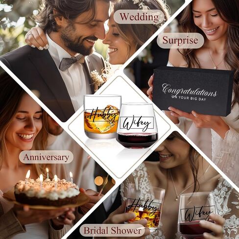 Wedding Gifts for Couples 2024, Wifey Hubby Wedding Glass, Congratulations Gift Box, Cool Bridal Shower Gifts for Engagement Wedding Anniversary for Her Him Newlywed Couples Bride Groom Mr and Mrs in Saudi Arabia