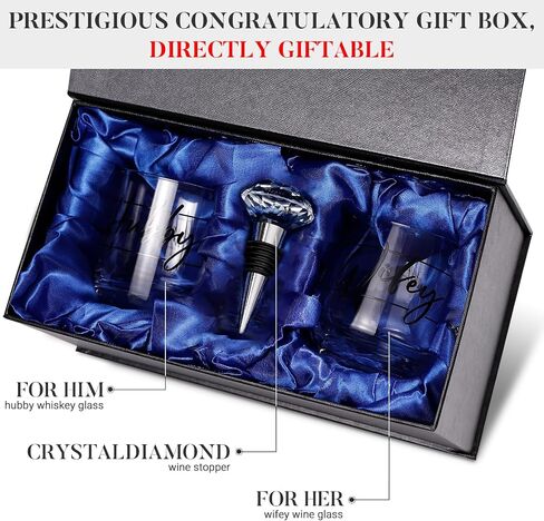 Wedding Gifts for Couples 2024, Wifey Hubby Wedding Glass, Congratulations Gift Box, Cool Bridal Shower Gifts for Engagement Wedding Anniversary for Her Him Newlywed Couples Bride Groom Mr and Mrs in Saudi Arabia