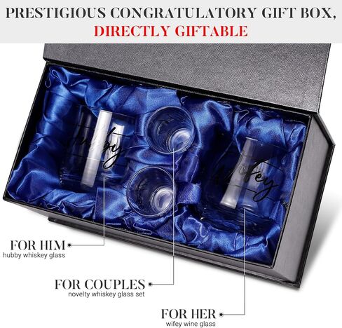 Wedding Gifts for Couples 2024, Wifey Hubby Wedding Glass, Congratulations Gift Box, Cool Bridal Shower Gifts for Engagement Wedding Anniversary for Her Him Newlywed Couples Bride Groom Mr and Mrs in Saudi Arabia