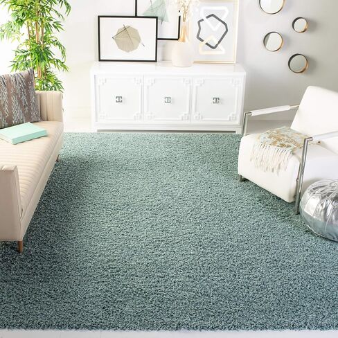 SAFAVIEH Athens Shag Collection Area Rug - 9' x 12', Beige, Non-Shedding & Easy Care, 1.5-inch Thick Ideal for High Traffic Areas in Living Room, Bedroom (SGA119G) in Saudi Arabia