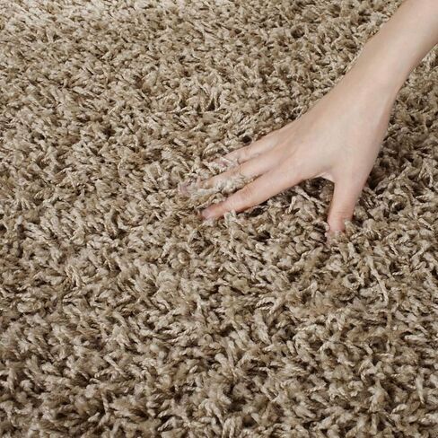 SAFAVIEH Athens Shag Collection Area Rug - 9' x 12', Beige, Non-Shedding & Easy Care, 1.5-inch Thick Ideal for High Traffic Areas in Living Room, Bedroom (SGA119G) in Saudi Arabia