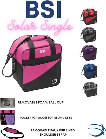 BSI Solar Bowling Carry Bag that Holds One Bowling Ball and has Interior Shoe Pockets that Hold Up to Size 13 Shoes- Black in Saudi Arabia