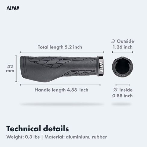 AARON FIT Handlebar Grips with Gel Cushioning, Sporty Handlebar Grips Made from Non-Slip Rubber, Lock-On Handlebar Grips for E-Bikes, Mountain Bikes, Cross Bikes, Fixie Bikes in Saudi Arabia