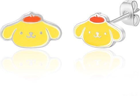 Sanrio Womens Kuromi Stud Earrings Official License, Flash-Plated and Enamel Kuromi Earrings in Saudi Arabia