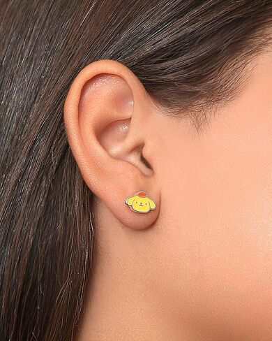 Sanrio Womens Kuromi Stud Earrings Official License, Flash-Plated and Enamel Kuromi Earrings in Saudi Arabia