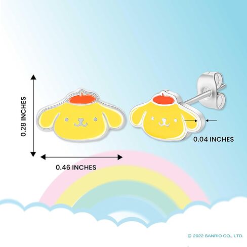 Sanrio Womens Kuromi Stud Earrings Official License, Flash-Plated and Enamel Kuromi Earrings in Saudi Arabia