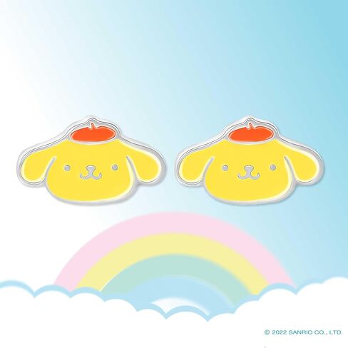 Sanrio Womens Kuromi Stud Earrings Official License, Flash-Plated and Enamel Kuromi Earrings in Saudi Arabia