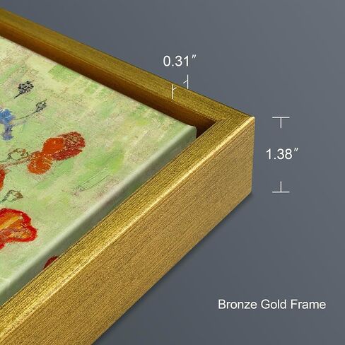 Wieco Art Framed Wall Art of Red Poppies and Daisies by Vincent Van Gogh Paintings Reproduction Abstract Canvas Prints for Home Living Room Decorations Bronze Gold Frame in Kuwait