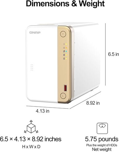 QNAP TS-262-4G-24ST-US 2 Bay Multimedia Desktop NAS مع سعة تخزين 4 تيرابايت، حزمة RAID 1 Seagate IronWolf HDD التي تم تكوينها مسبقًا in Kuwait