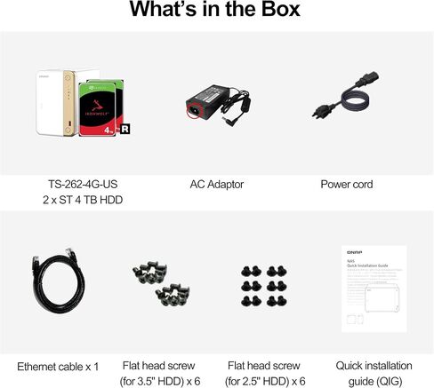 QNAP TS-262-4G-24ST-US 2 Bay Multimedia Desktop NAS مع سعة تخزين 4 تيرابايت، حزمة RAID 1 Seagate IronWolf HDD التي تم تكوينها مسبقًا in Kuwait